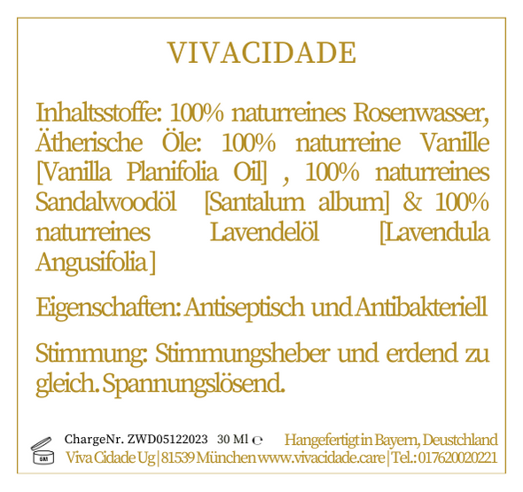 Raumspray, Schmeichelt, schafft sanfte und liebliche Harmonie, Interieur Fragrance, Interieur Parfum, Room Spray, without alcohol, Ausschließlich Pure natürliche Öle, Stimmungsheber und erdend zu gleich. Spannungslösend. Hamonieerzeugend, Sanft und Lieblich